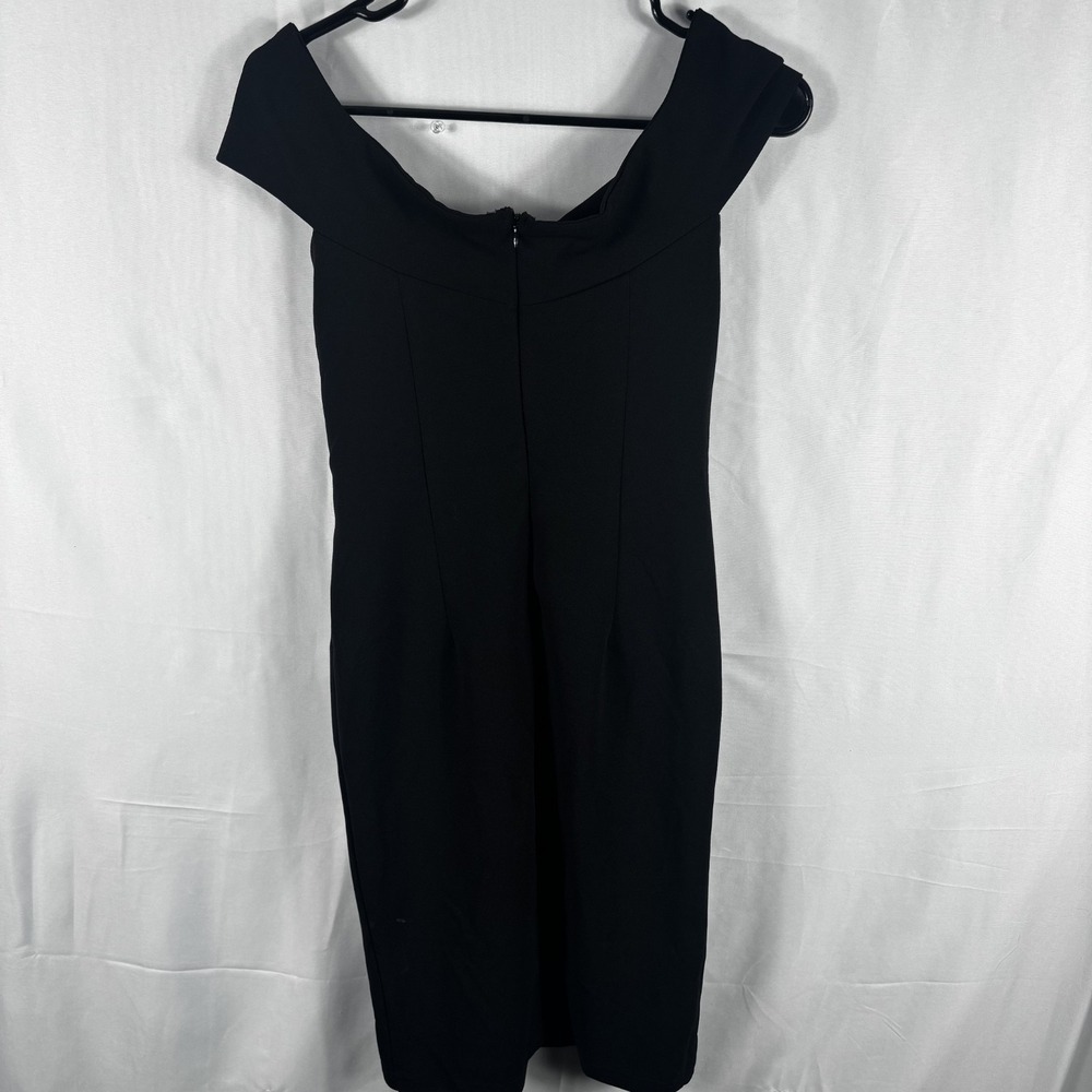 Aqua Black V-Neck Off-The-Shoulder Twist Front Sheath Dress